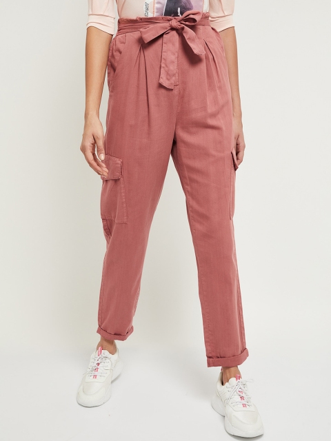 

max Women Pink Pleated Trousers