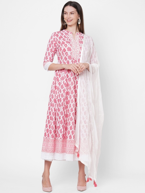 

FASHOR Women Pink Floral Printed Kurta