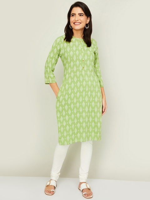 

Melange by Lifestyle Women Green Ethnic Motifs Printed Kurta