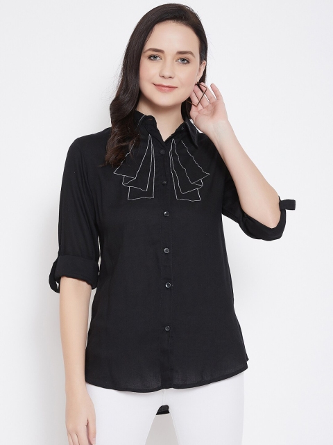 

Ruhaans Women Black Casual Shirt