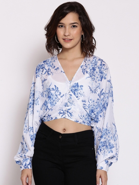 

Oxolloxo Women White Floral Printed Crop Top