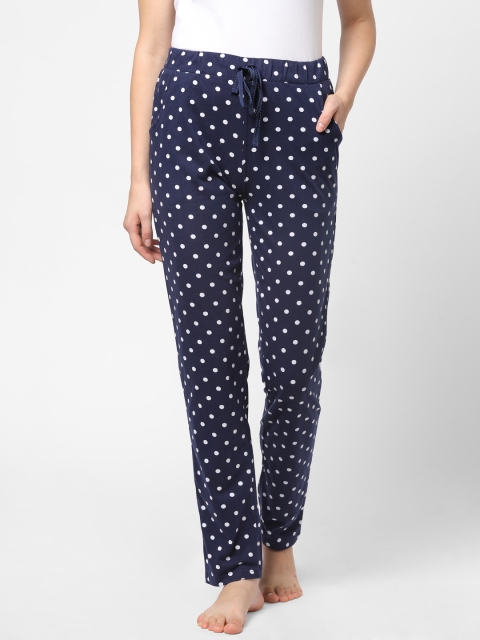 

Sweet Dreams Women Navy Blue & White Printed Cotton Lounge Pants