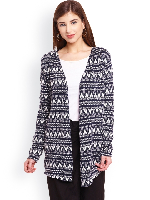 

Be Indi Navy & White Patterned Shrug, Navy blue