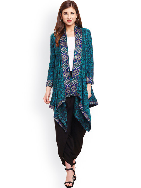 

Be Indi Teal Green Patterned Shrug