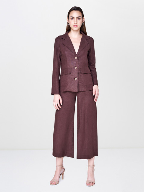 

AND Women Brown Solid Casual Co-Ords