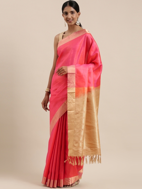 

The Chennai Silks Pink Striped Pure Silk Kanjeevaram Saree