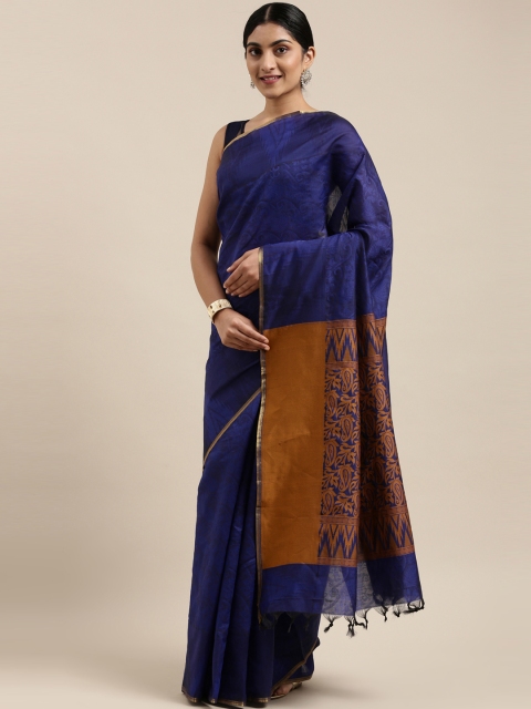 

The Chennai Silks Classicate Navy Blue Silk Cotton Maheshwari Saree