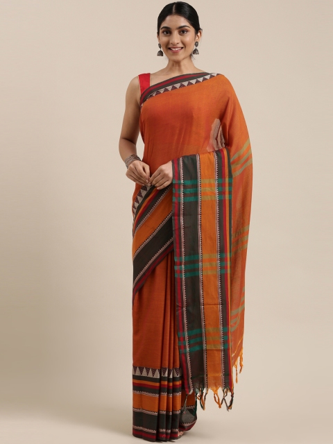 

The Chennai Silks Rust Orange Pure Cotton Saree