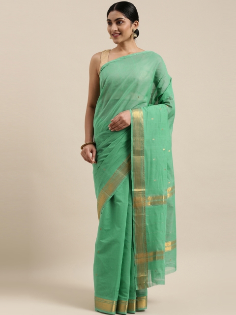 

The Chennai Silks Classicate Sea Green Zari Pure Cotton Venkatgiri Saree