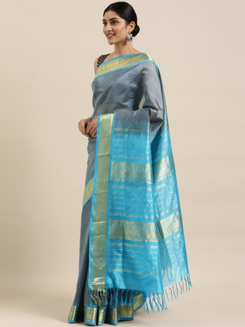 

The Chennai Silks Classicate Grey Silk Cotton Maheshwari Saree