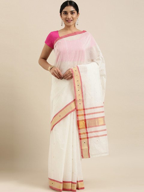 

The Chennai Silks Classicate White Pure Cotton Venkatgiri Saree