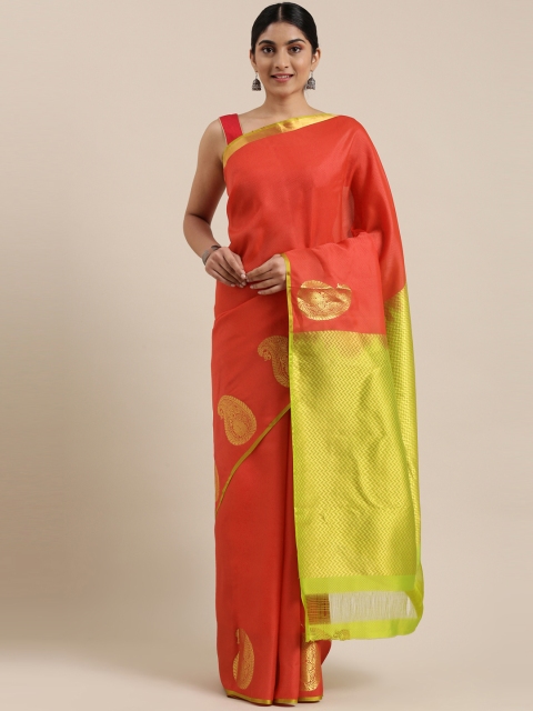 

The Chennai Silks Classicate Red Paisley Woven Design Pure Silk Kanjeevaram Saree