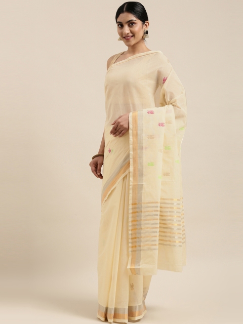 

The Chennai Silks Classicate Off White Ethnic Motifs Pure Cotton Venkatgiri Saree