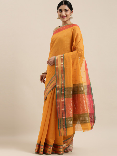 

The Chennai Silks Classicate Yellow & Golden Woven Design Pure Cotton Venkatgiri Saree, Mustard
