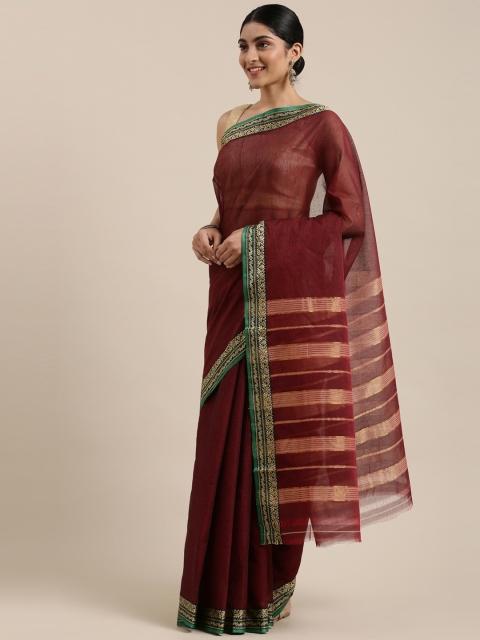 

The Chennai Silks Maroon Zari Pure Cotton Saree