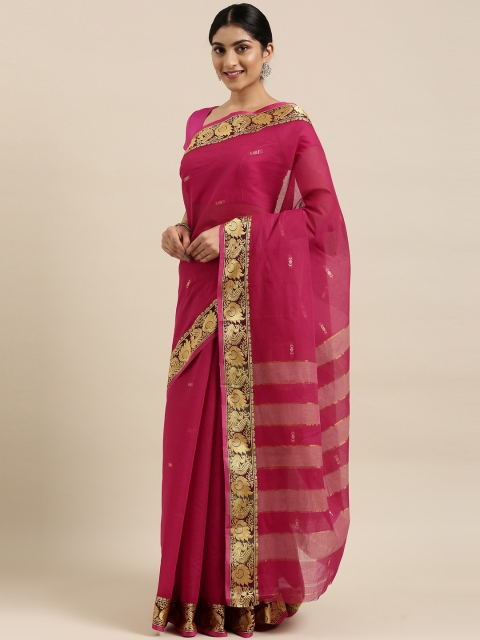 

The Chennai Silks Classicate Pink Ethnic Motifs Zari Pure Cotton Saree