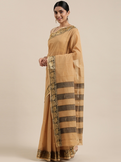 

The Chennai Silks Classicate Beige Ethnic Motifs Zari Pure Cotton Saree