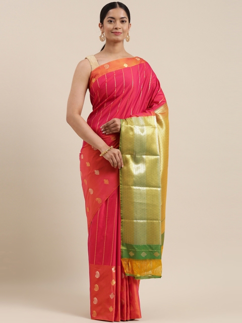 

The Chennai Silks Classicate Pink & Golden Ethnic Motifs Woven Design Zari Art Silk Saree