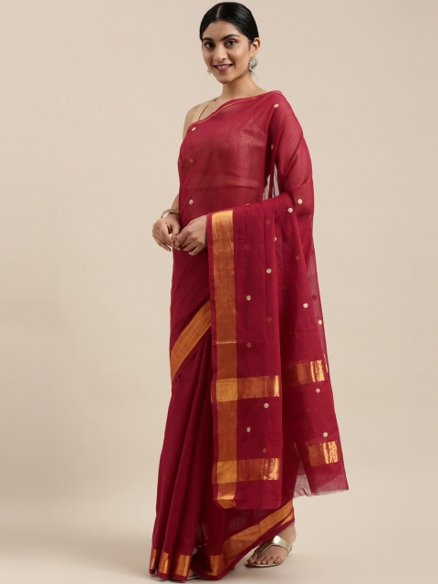 

The Chennai Silks Classicate Maroon & Golden Woven Design Pure Cotton Venkatgiri Saree