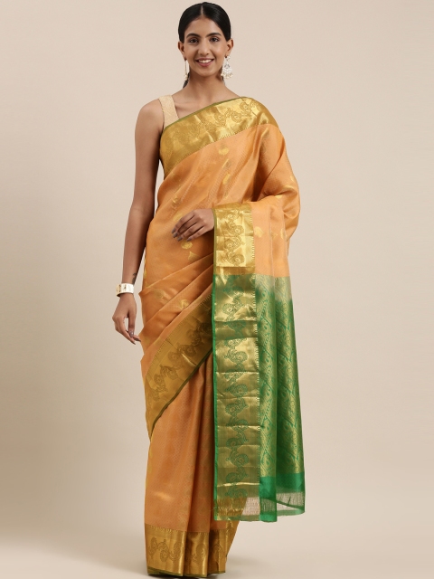 

The Chennai Silks Beige & Gold-Toned Ethnic Motifs Zari Pure Silk Kanjeevaram Saree