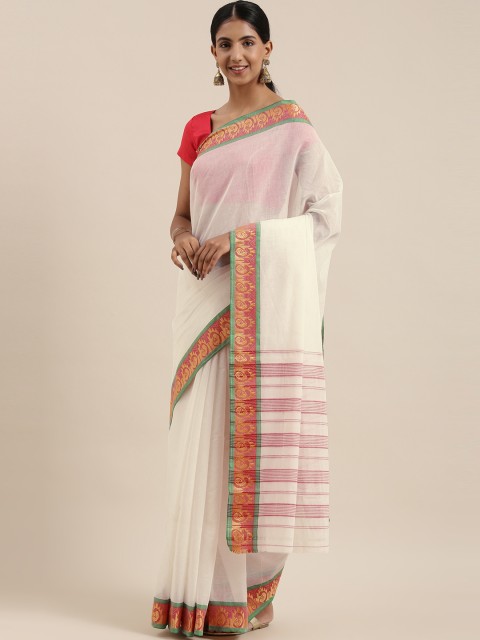 

The Chennai Silks Classicate White Pure Cotton Saree