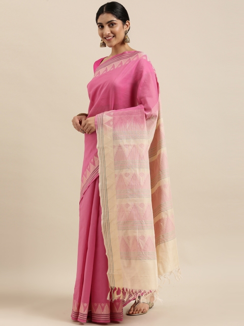 

The Chennai Silks Classicate Pink Silk Cotton Maheshwari Saree