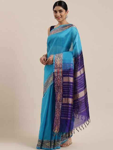 

The Chennai Silks Classicate Blue Silk Cotton Maheshwari Saree