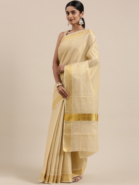 

The Chennai Silks Classicate Off White Pure Cotton Kasavu Saree