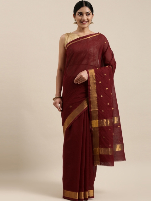 

The Chennai Silks Classicate Maroon & Gold-Toned Zari Pure Cotton Venkatgiri Saree