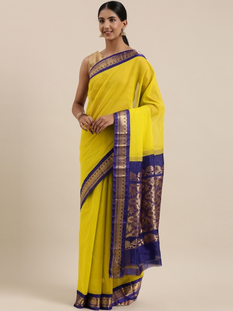 

The Chennai Silks Classicate Lime Green Silk Cotton Maheshwari Saree