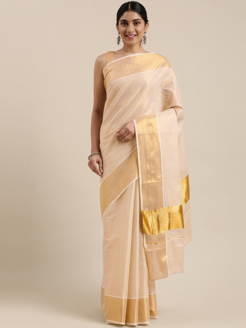 

The Chennai Silks Classicate Off White Pure Cotton Kasavu Saree