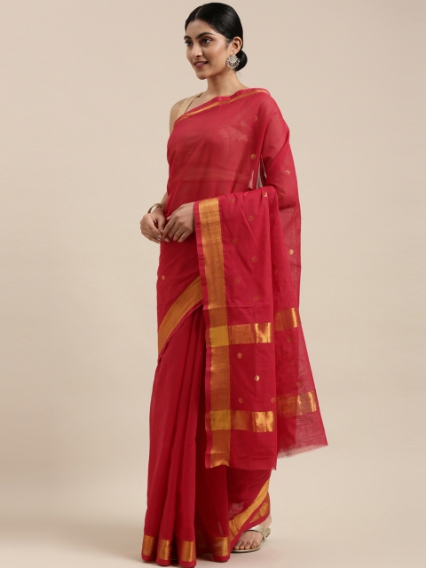 

The Chennai Silks Classicate Red & Gold-Toned Zari Pure Cotton Venkatgiri Saree