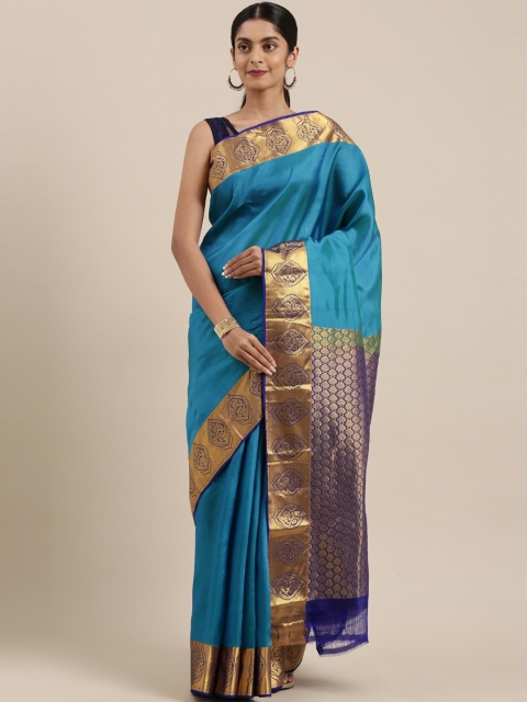 

The Chennai Silks Blue Pure Silk Kanjeevaram Saree