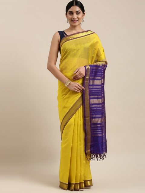 

The Chennai Silks Classicate Lime Green Silk Cotton Maheshwari Saree