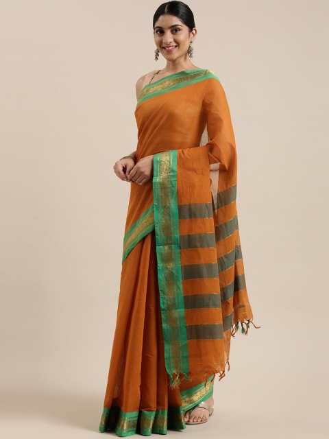 

The Chennai Silks Classicate Rust Orange Banahatti Pure Cotton Saree