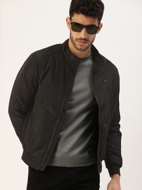 

PETER ENGLAND UNIVERSITY Men Black Solid Bomber Jacket