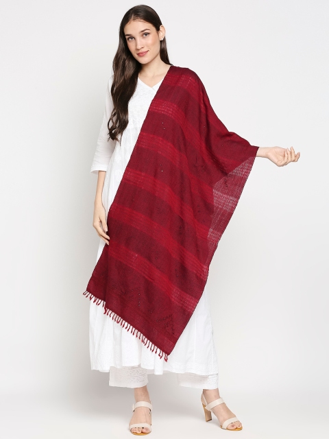 

Orbbaan Women Maroon Embroidered Scarves