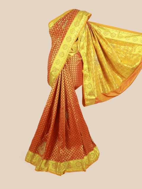 

Pothys Red & Gold-Toned Ethnic Motifs Zari Pure Silk Saree