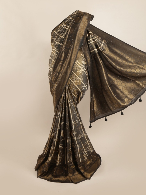 

Pothys Black & Gold-Toned Woven Design Art Silk Saree