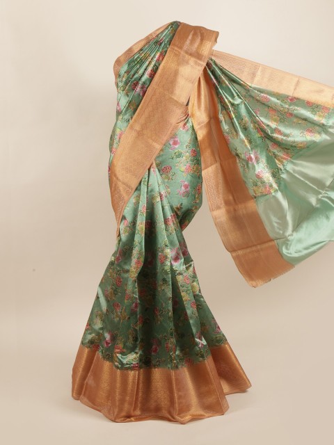 

Pothys Green & Pink Floral Zari Pure Silk Saree