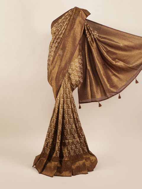 

Pothys Brown & Beige Floral Art Silk Saree