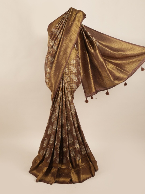 

Pothys Brown & Beige Floral Art Silk Saree