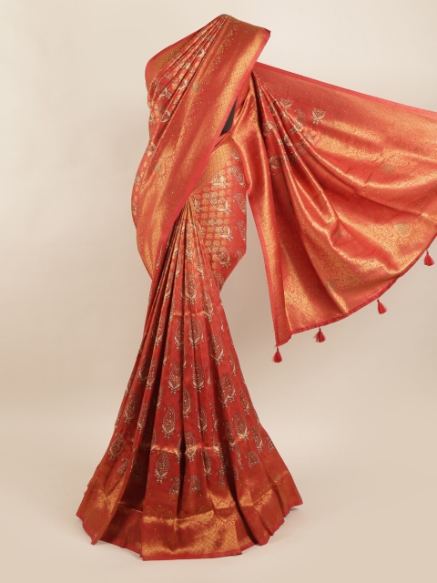 

Pothys Red & Cream-Coloured Printed Art Silk Saree