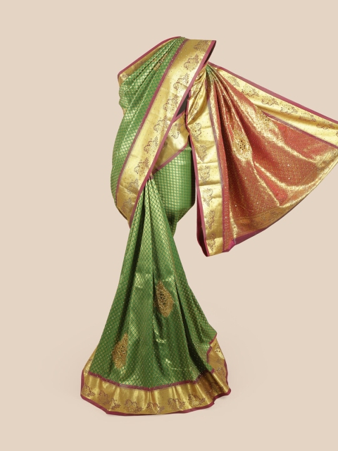 

Pothys Green & Purple Woven Design Zari Pure Silk Saree