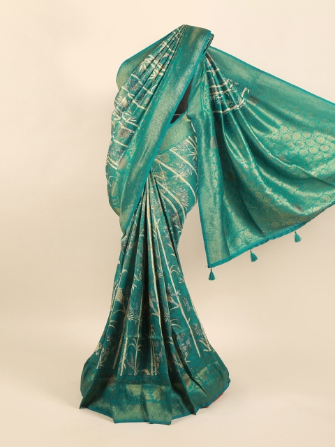 

Pothys Green & Beige Floral Zari Art Silk Saree