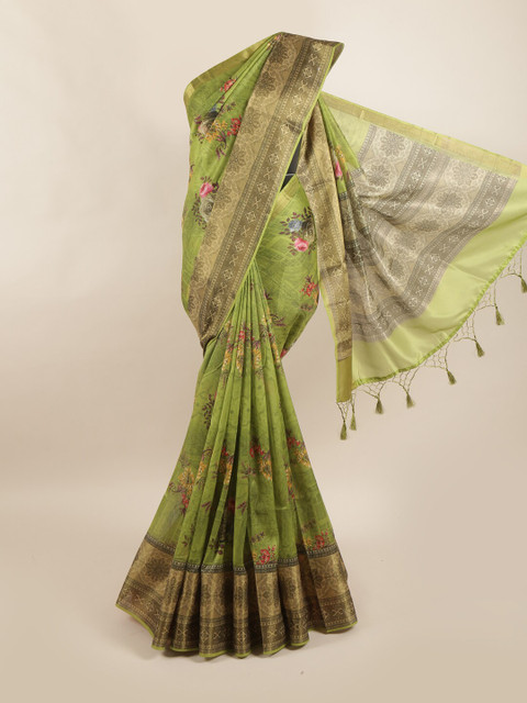 

Pothys Green & Blue Floral Pure Silk Saree
