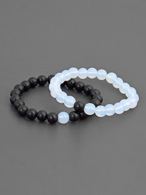 

Tistabene Men Black & White Elasticated Couple Bracelets