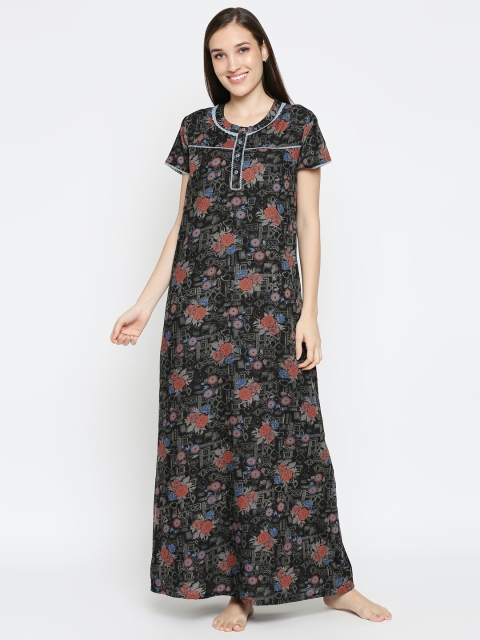 

XIN Blue Printed Maxi Nightdress