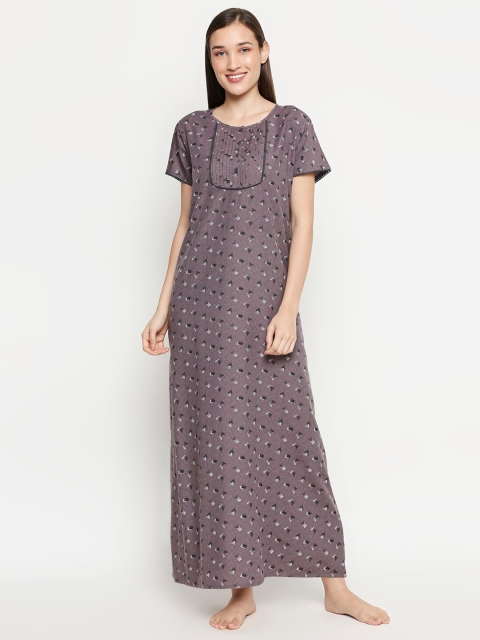 

XIN Grey Printed Maxi Nightdress