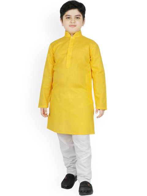 

SG YUVRAJ Boys Yellow Pure Cotton Kurta with Pyjamas